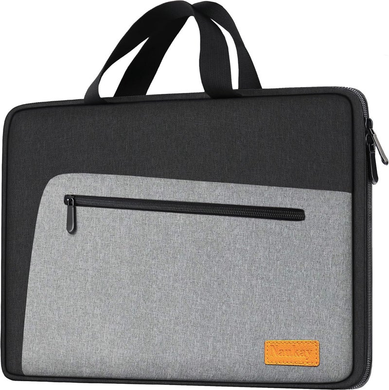 Naukay Laptop Sleeve, Slim Durable Notebook Computer Protection Case Business Briefcase Handle Bag Compatible with 14 15 15.4 inch MacBook Pro HP Dell Acer Asus Chromebook, Black/Grey - Image 1